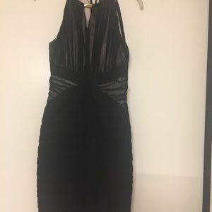 Black and nude mesh dress